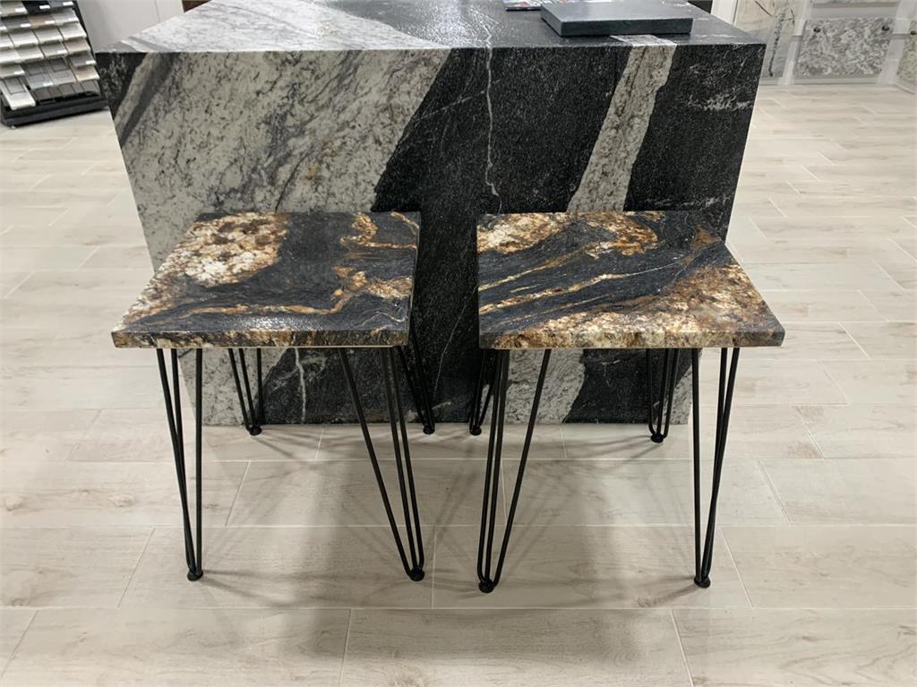 Black Taurus Leathered Side Tables